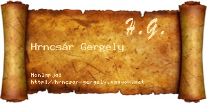 Hrncsár Gergely névjegykártya